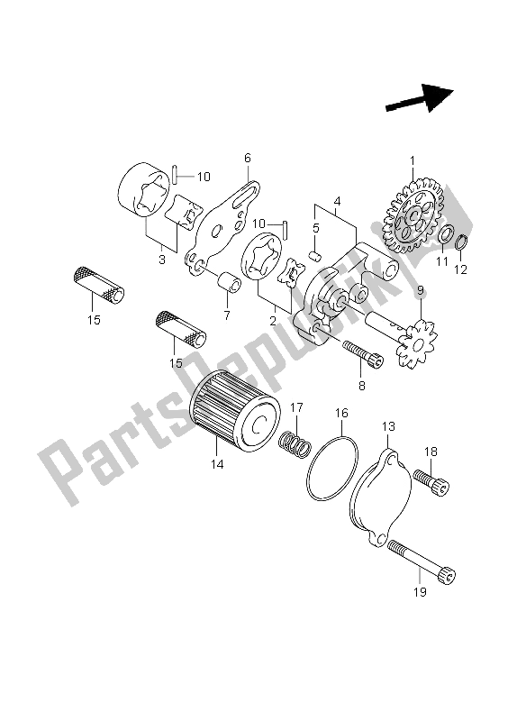 All parts for the Oil Pump & Oil Filter of the Suzuki RM Z 250 2008