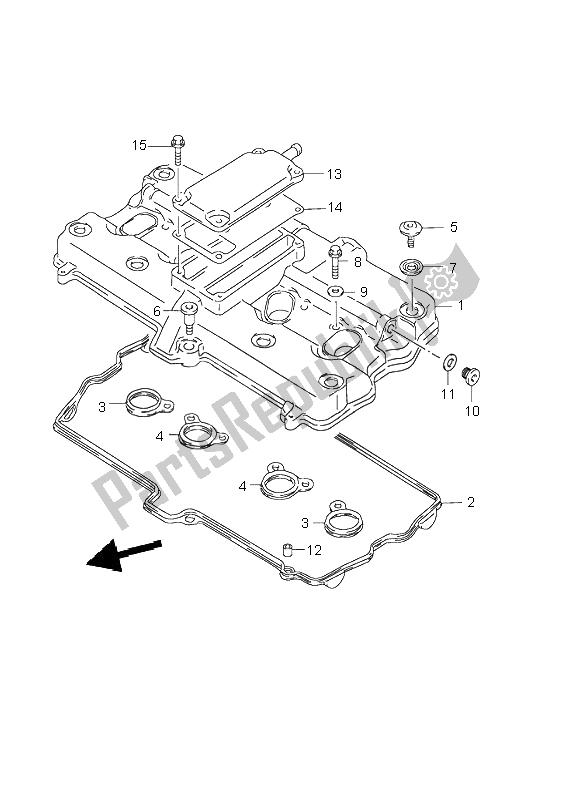 All parts for the Cylinder Head Cover of the Suzuki GSX 750F 1998