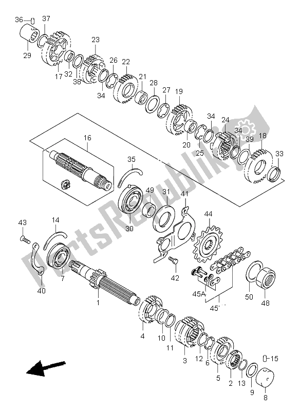 All parts for the Transmission of the Suzuki GSF 600 NS Bandit 2000