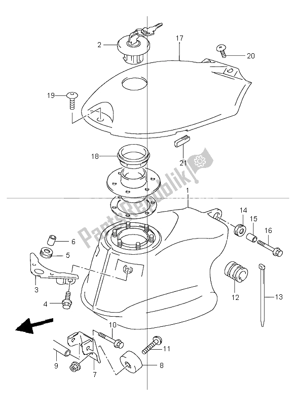 All parts for the Fuel Tank of the Suzuki TR 50S Street Magic 1998