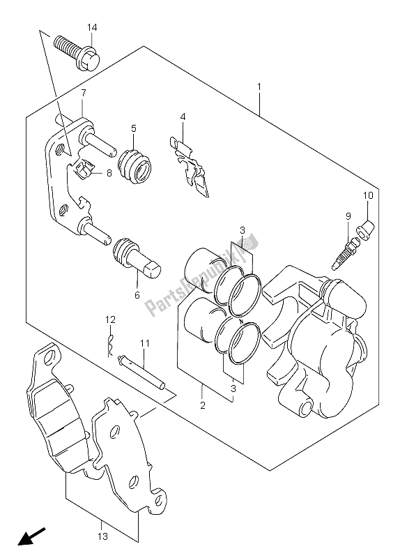 All parts for the Front Caliper of the Suzuki GSX 750F 2006