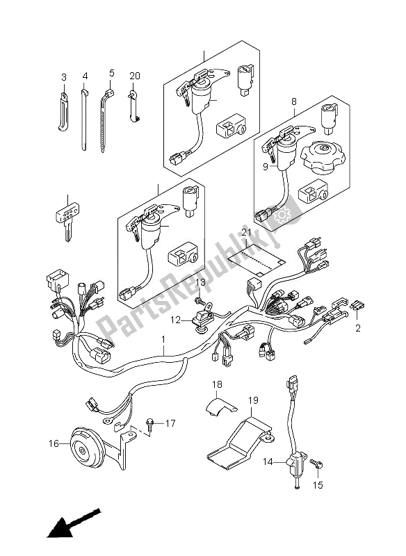 All parts for the Wiring Harness (e24) of the Suzuki DR Z 400E 2007