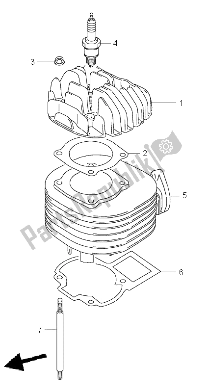 All parts for the Cylinder of the Suzuki LT 80 Quadsport 2004