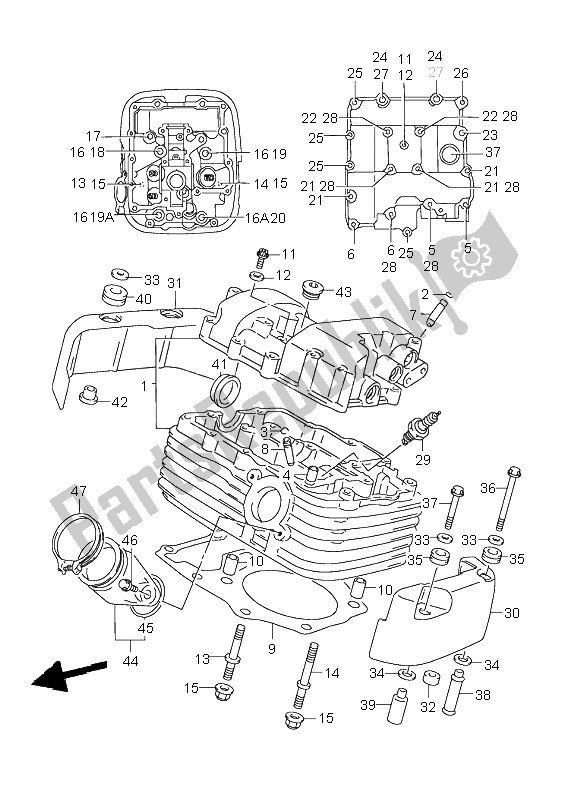 Todas las partes para Culata (trasera) de Suzuki VL 1500 Intruder LC 2004