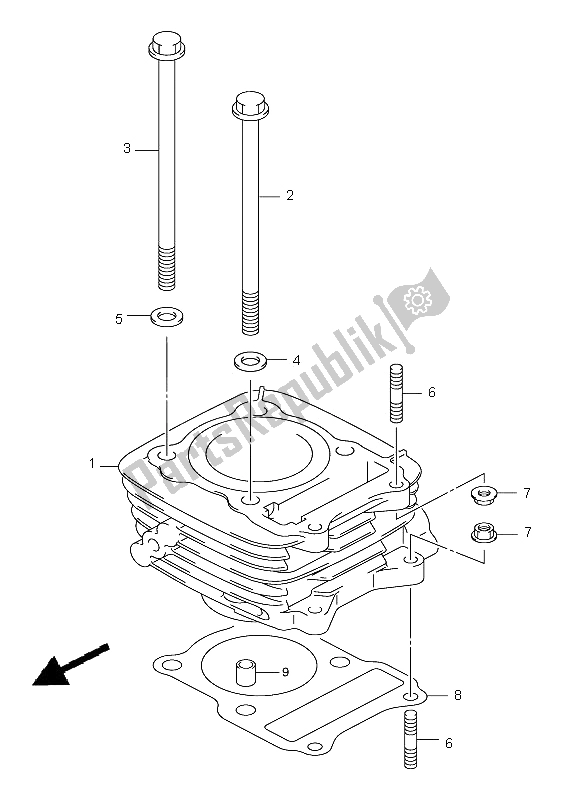 All parts for the Cylinder of the Suzuki DR Z 125 SW LW 2005