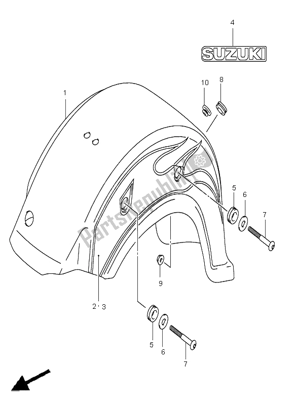 All parts for the Rear Fender (vl800z) of the Suzuki VL 800Z Volusia 2005