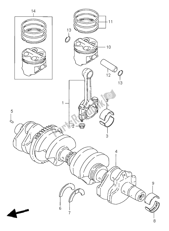 All parts for the Crankshaft of the Suzuki GSF 600N Bandit 1995