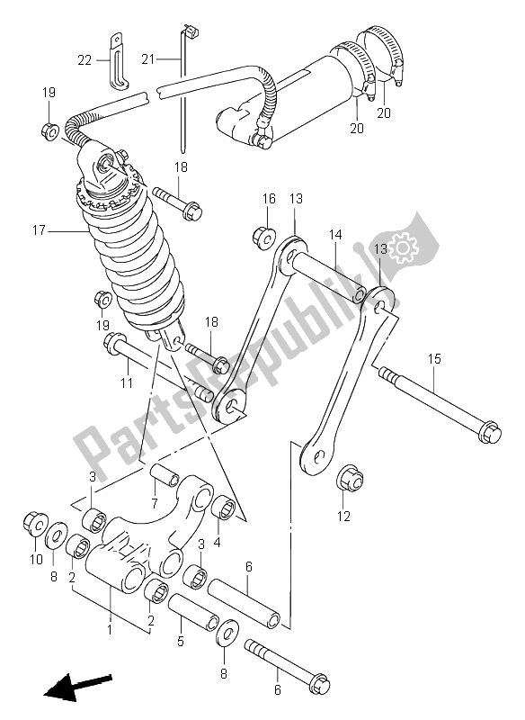 All parts for the Rear Cushion Lever of the Suzuki GSX R 1100W 1997