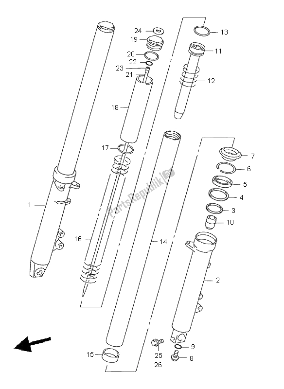 Wszystkie części do Przedni Amortyzator Suzuki GSX 750F 2002