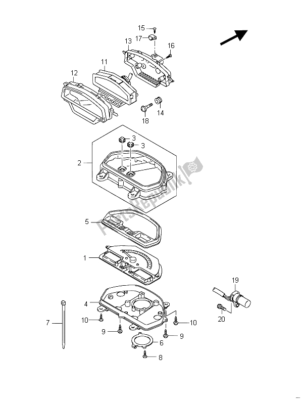 All parts for the Speedometer (vzr1800zuf E19) of the Suzuki VZR 1800 NZR M Intruder 2011