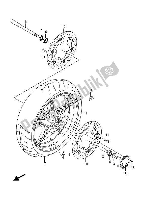 Tutte le parti per il Ruota Anteriore (sfv650a) del Suzuki SFV 650A Gladius 2015
