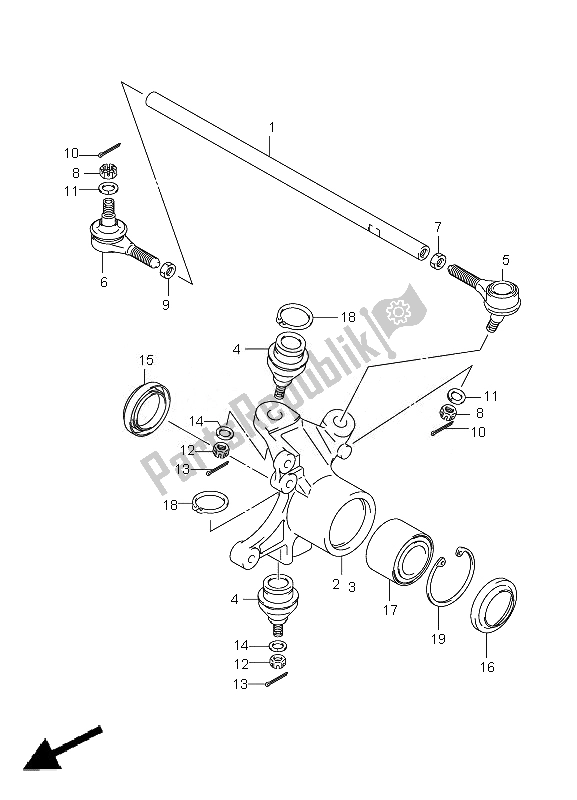 All parts for the Steering Knuckle of the Suzuki LT A 500 XPZ Kingquad AXI 4X4 2010