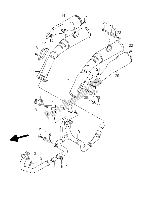 Todas las partes para Silenciador de Suzuki DL 1000 V Strom 2008