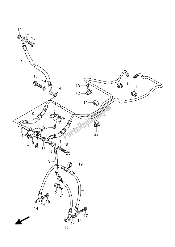 Todas as partes de Mangueira Do Freio Dianteiro do Suzuki GSX 1250 FA 2014