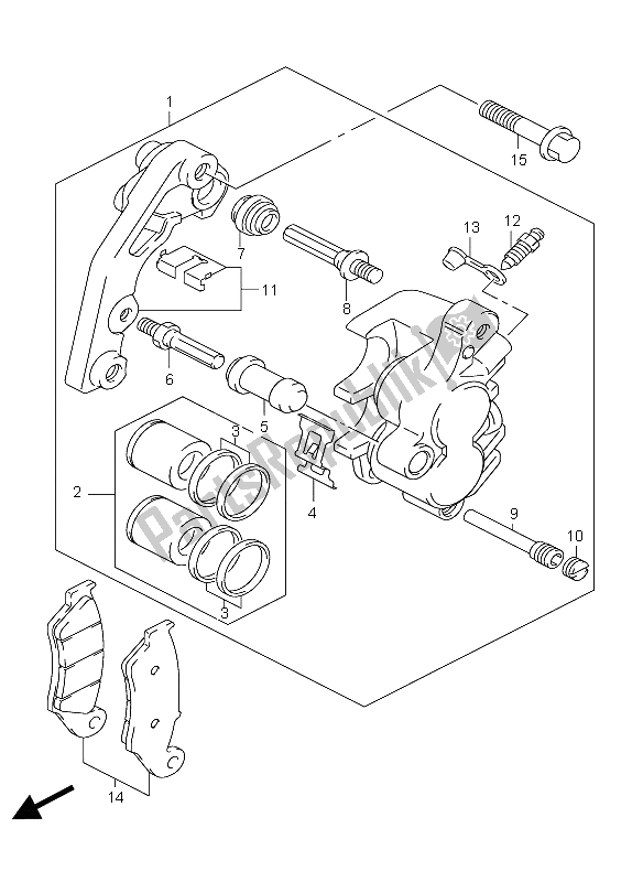 All parts for the Front Caliper of the Suzuki DR Z 400S 2006