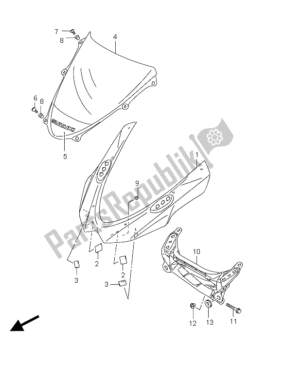 All parts for the Cowling Body of the Suzuki GSX R 1000 2012