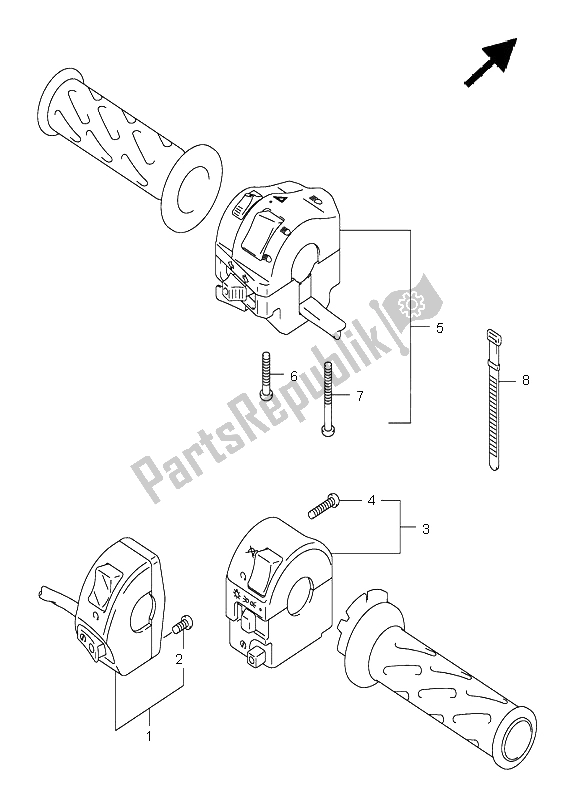 All parts for the Handle Switch of the Suzuki DL 1000 V Strom 2003