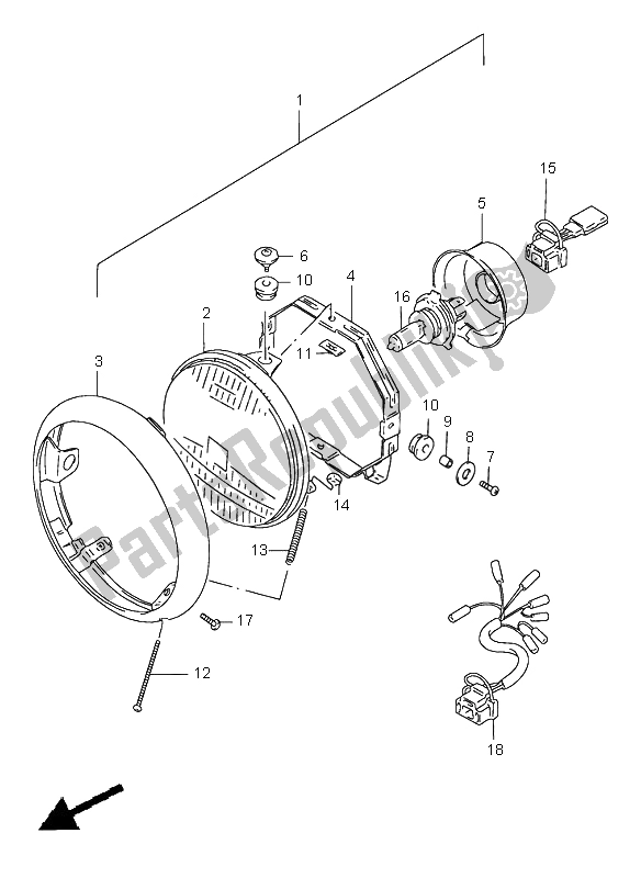 All parts for the Headlamp (e24) of the Suzuki VS 1400 Intruder 1997