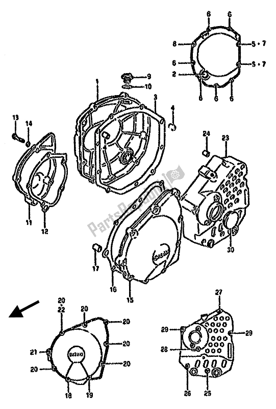 Wszystkie części do Pokrywa Skrzyni Korbowej Suzuki GSX 750F 1990