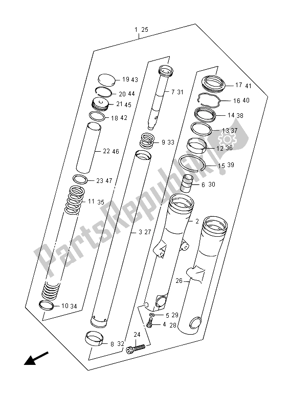 Tutte le parti per il Ammortizzatore Forcella Anteriore del Suzuki VL 1500 BT Intruder 2015