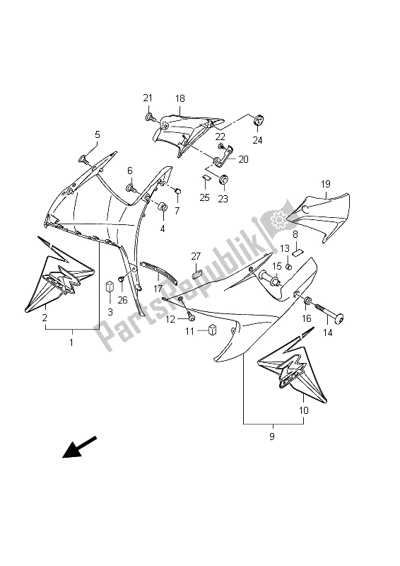 All parts for the Side Cowling (gsx-r600uf E21:glr) of the Suzuki GSX R 600 2012