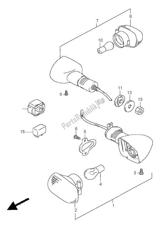 Toutes les pièces pour le Feu Clignotant du Suzuki GSX R 600 1998