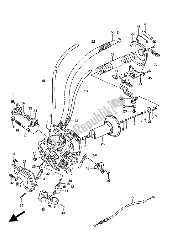 Alle onderdelen voor de Carburateur (voorzijde) van de Suzuki VS 1400 Glpf Intruder 1992