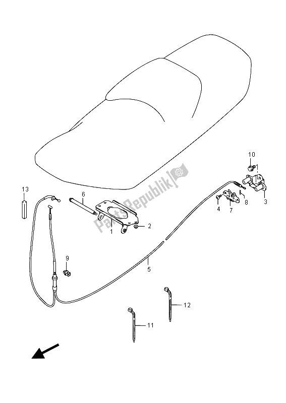 All parts for the Seat Support Bracket of the Suzuki Burgman AN 400 AZA 2015