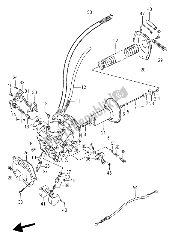 All parts for the Carburetor (front) of the Suzuki VS 800 Intruder 1996