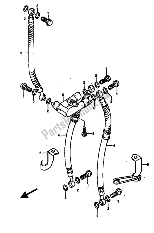 All parts for the Front Brake Hose of the Suzuki GSX R 750R 1989