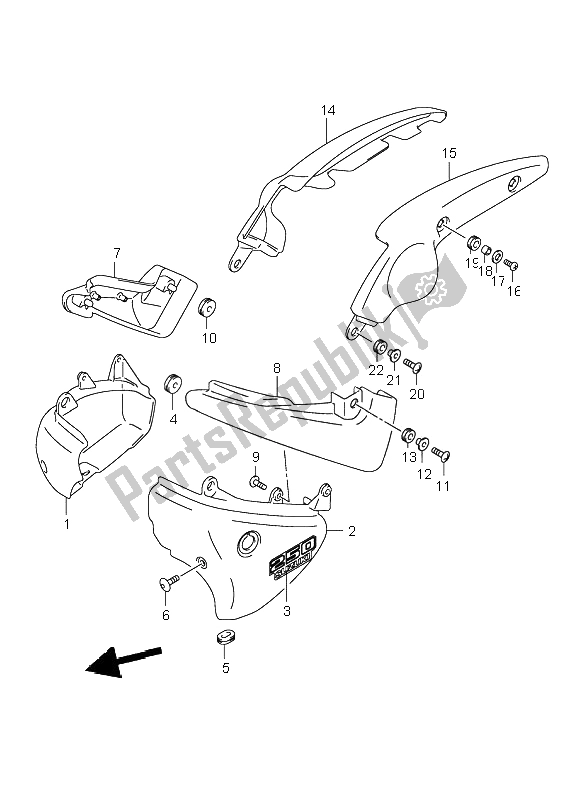 All parts for the Frame Cover of the Suzuki VL 250 Intruder 2002