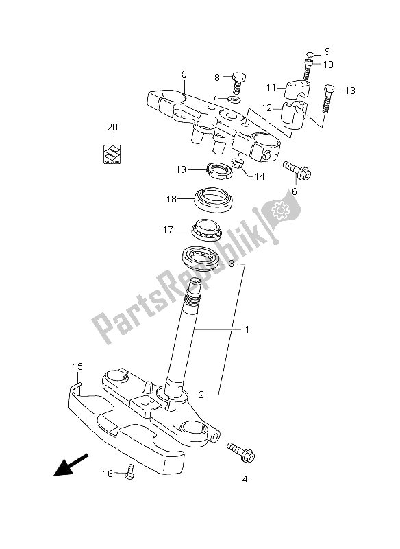 All parts for the Steering Stem of the Suzuki GZ 125 Marauder 2006