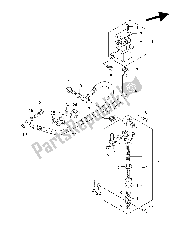 All parts for the Rear Master Cylinder (gsf1250-s) of the Suzuki GSF 1250 Nassa Bandit 2009