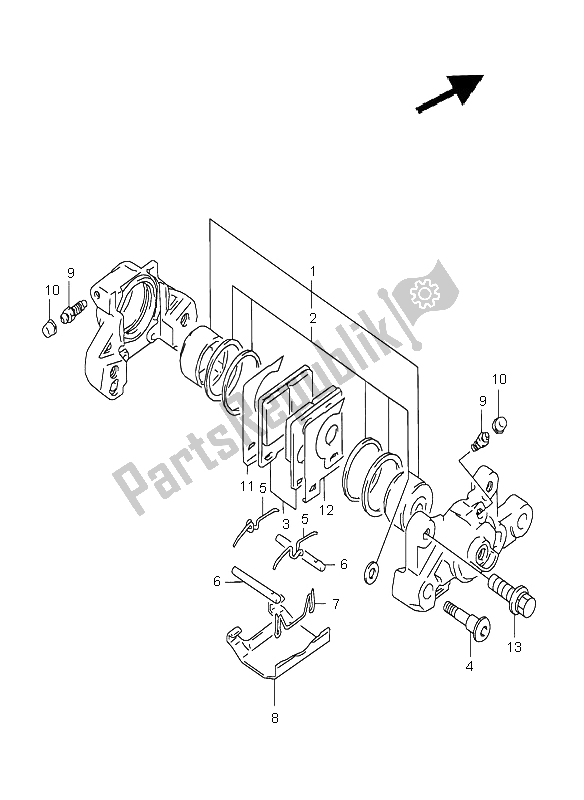 Toutes les pièces pour le étrier Arrière du Suzuki GSX R 600 1998