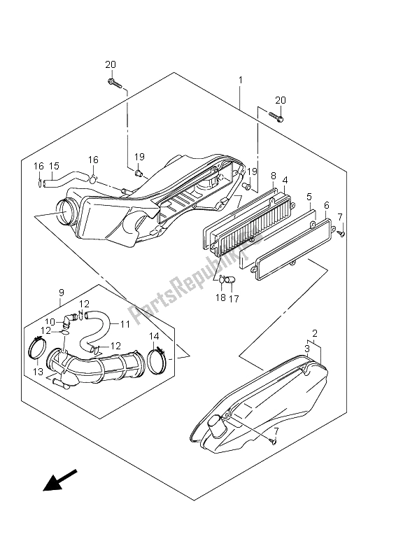 All parts for the Air Cleaner of the Suzuki UH 125 Burgman 2008