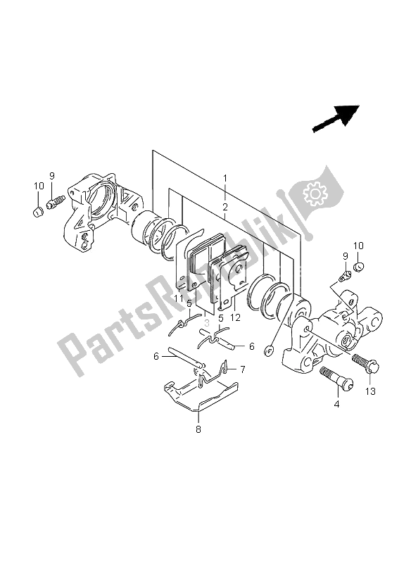 All parts for the Rear Caliper of the Suzuki TL 1000S 2000