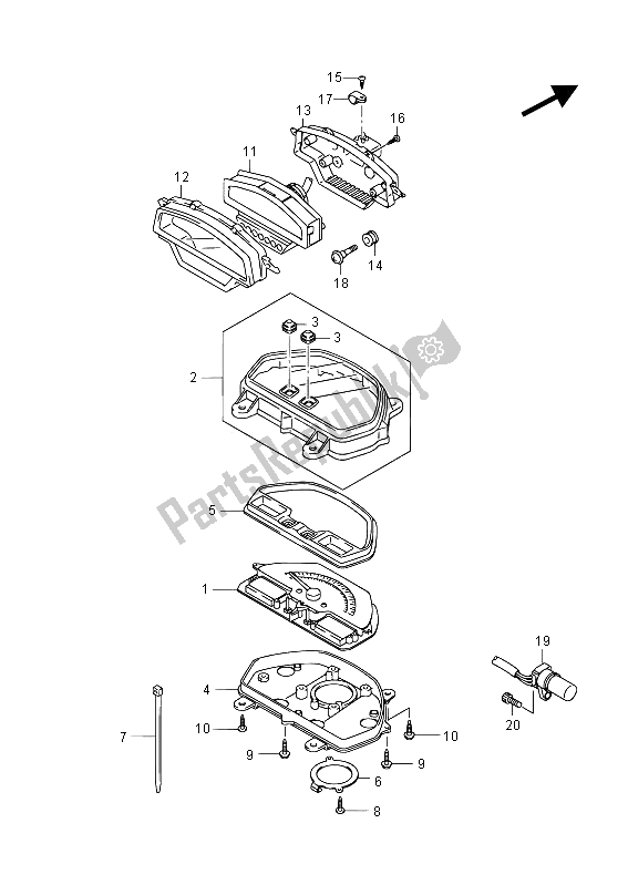 Tutte le parti per il Tachimetro (vzr1800 E02) del Suzuki VZR 1800 NZR M Intruder 2012