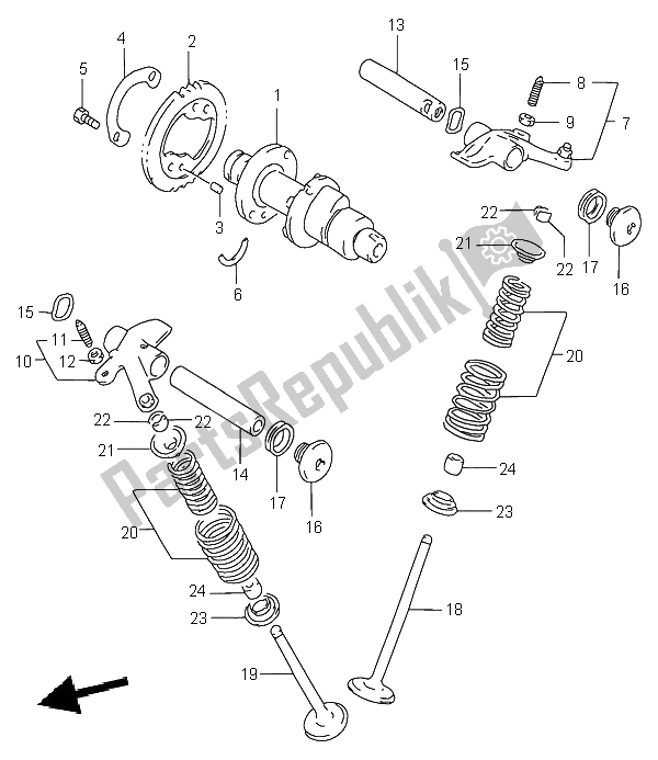 All parts for the Camshaft & Valve of the Suzuki LT A 500F Quadmaster 2001