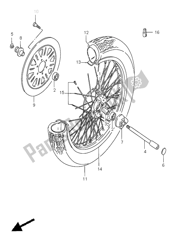 Wszystkie części do Przednie Ko? O Suzuki VS 1400 Intruder 2001