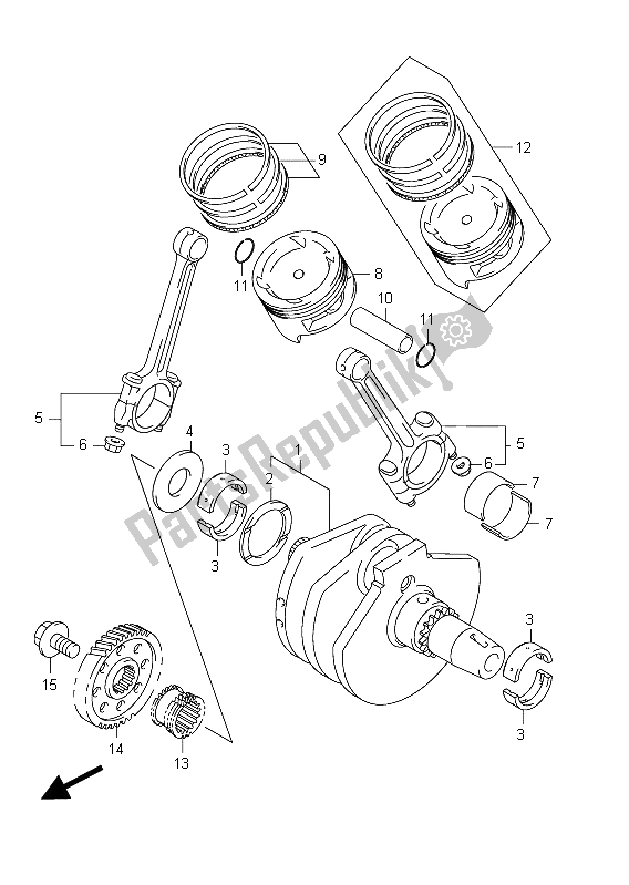 Alle onderdelen voor de Krukas van de Suzuki VZ 800 Intruder 2011