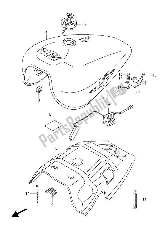 Tutte le parti per il Serbatoio Carburante (vzr1800 E02) del Suzuki VZR 1800 NZR M Intruder 2012