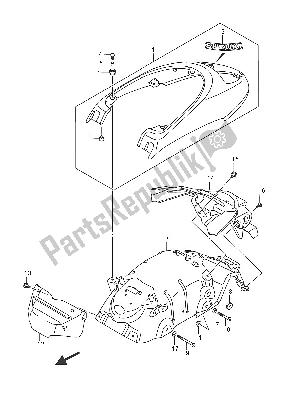 All parts for the Rear Fender of the Suzuki VZ 800 Intruder 2016