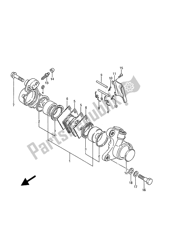 Todas as partes de Compasso De Calibre Frontal do Suzuki VS 750 Glfpefep Intruder 1987