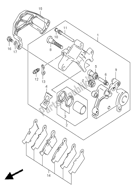 Tutte le parti per il Pinza Posteriore del Suzuki DR Z 400E 2007