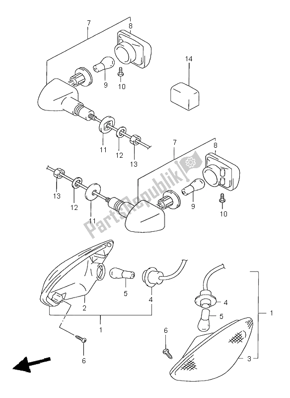 Wszystkie części do Kierunkowskaz Suzuki GSX 750F 2002