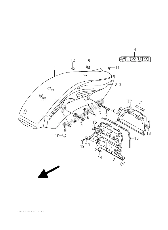 All parts for the Rear Fender (vz800z) of the Suzuki VZ 800Z Intruder 2007