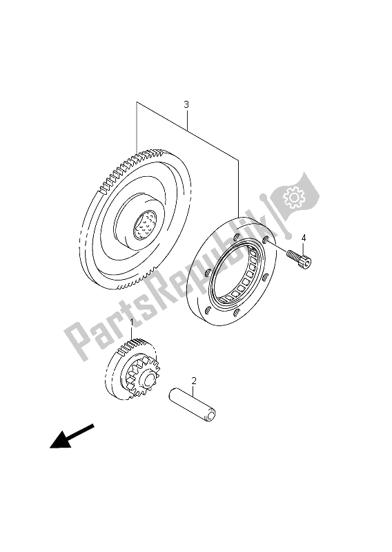 All parts for the Starter Clutch of the Suzuki SFV 650A Gladius 2011