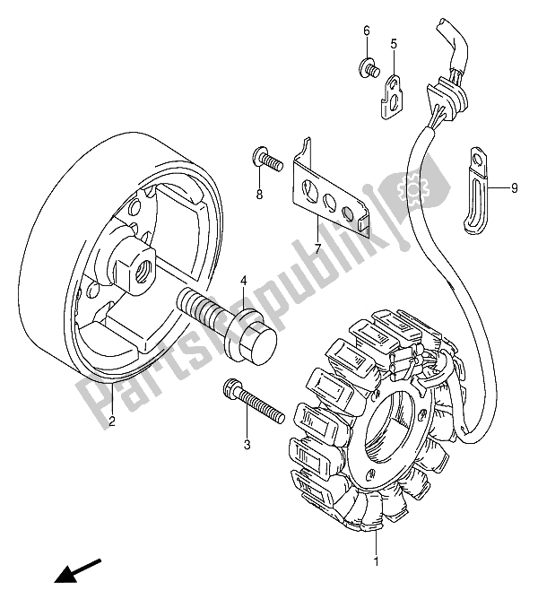 All parts for the Generator of the Suzuki GS 500 EEU 1994