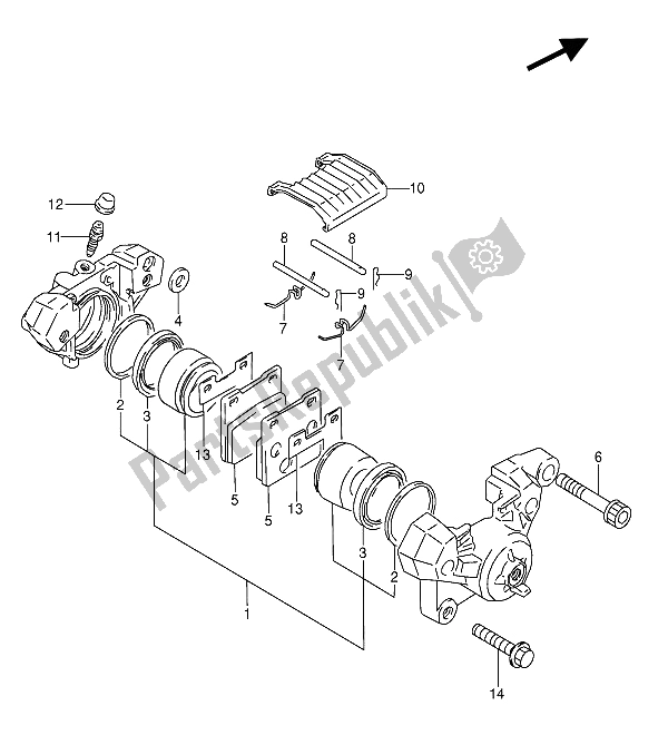 Alle onderdelen voor de Remklauw Achter van de Suzuki GSX 600 FUU2 1988