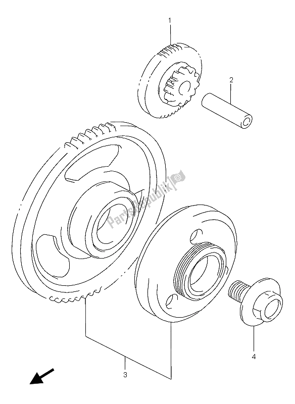 All parts for the Starter Clutch of the Suzuki GSX 750F 2005